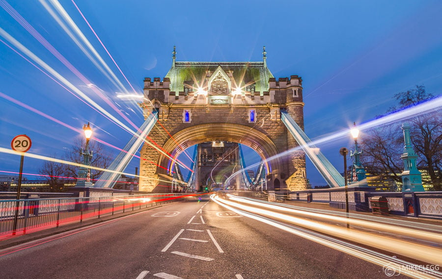 Lights Trails and Tower Bridge, London