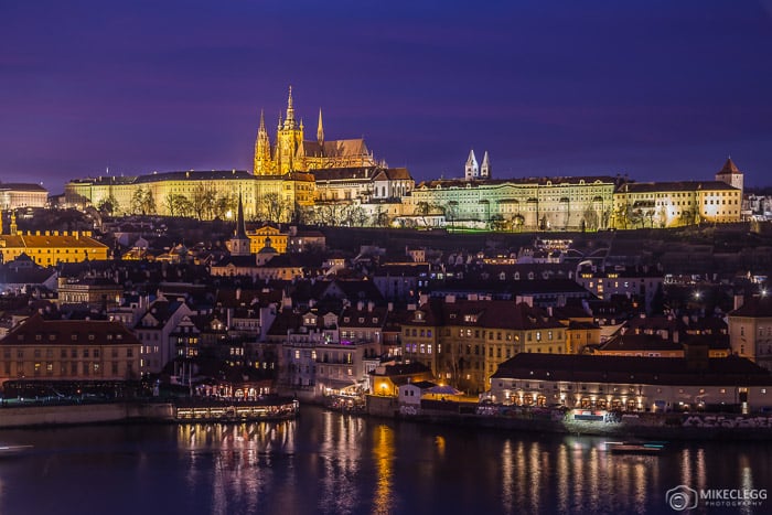 A view of the Prague Skyline at night