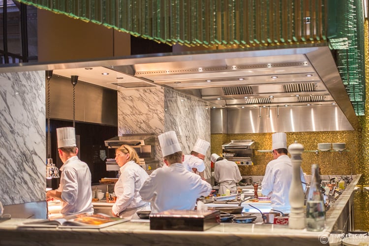 Chefs cooking at La Scene, Prince de Galles, Paris