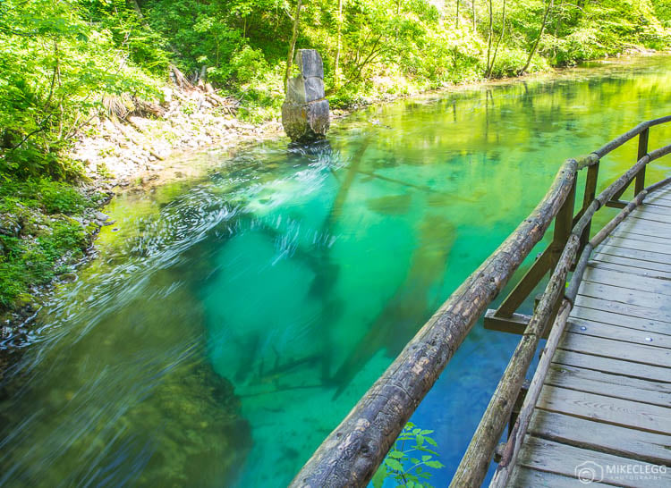 Amazing colorful water in Vintgar Gorge