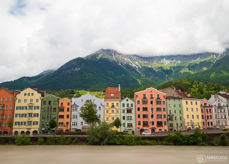 Colourful buildings along the River in Innsbruck