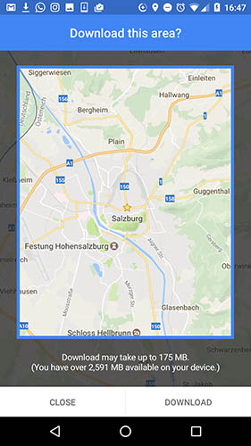 Downloading offline maps screenshot