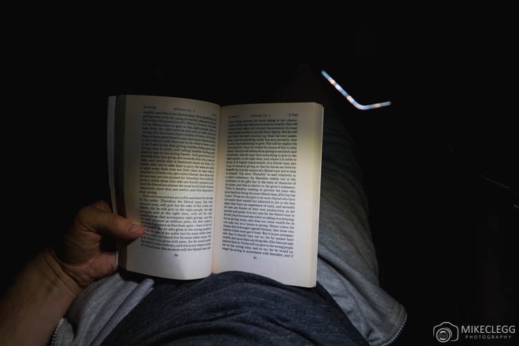 Using the gadget as a reading lamp