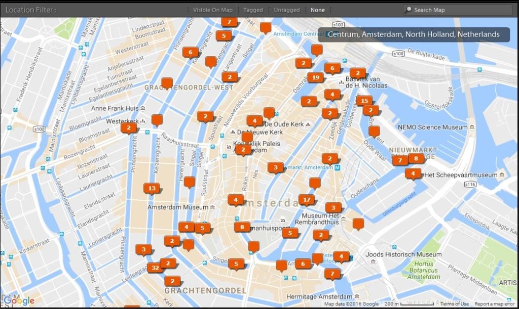 The map view in Lightroom