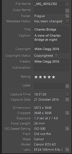 Lightroom titles and ratings