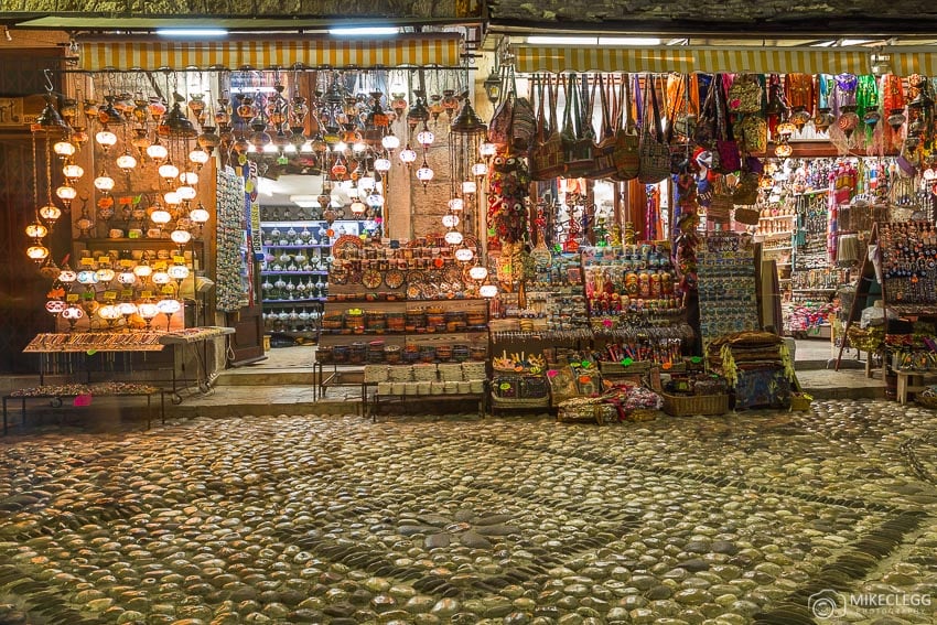 Shops and cobbled streets, Mostar