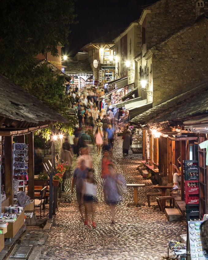 Streets of Old Town Mostar at night