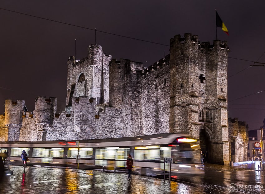 Gravensteen Castle at night, Ghent