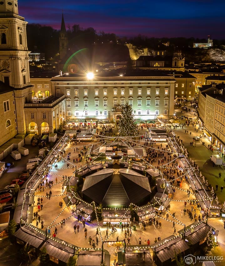 Vistas altas de los mercados navideños: exposición más rápida