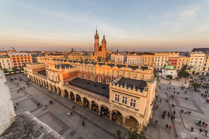 View of Rynek Glowny from Krakow Old Town Hall Tower