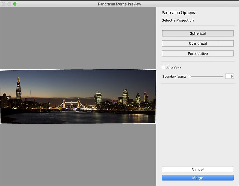 Lightroom Panorama Merge