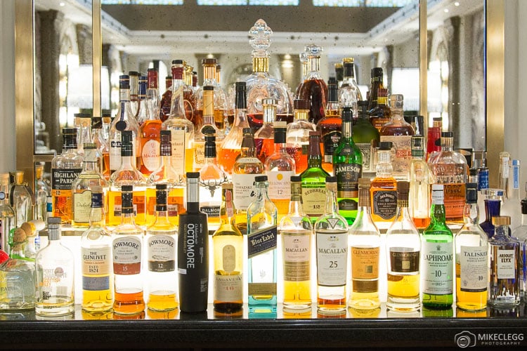 Selection of drinks at a bar