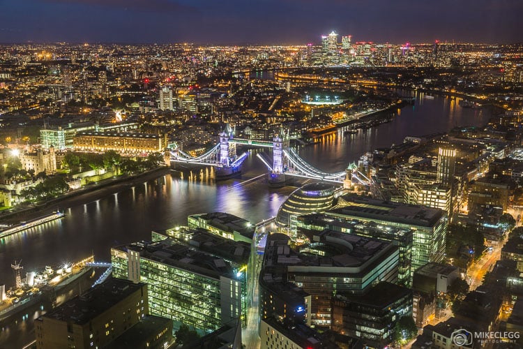 Skyline views of London from the Shangri-La at the Shard