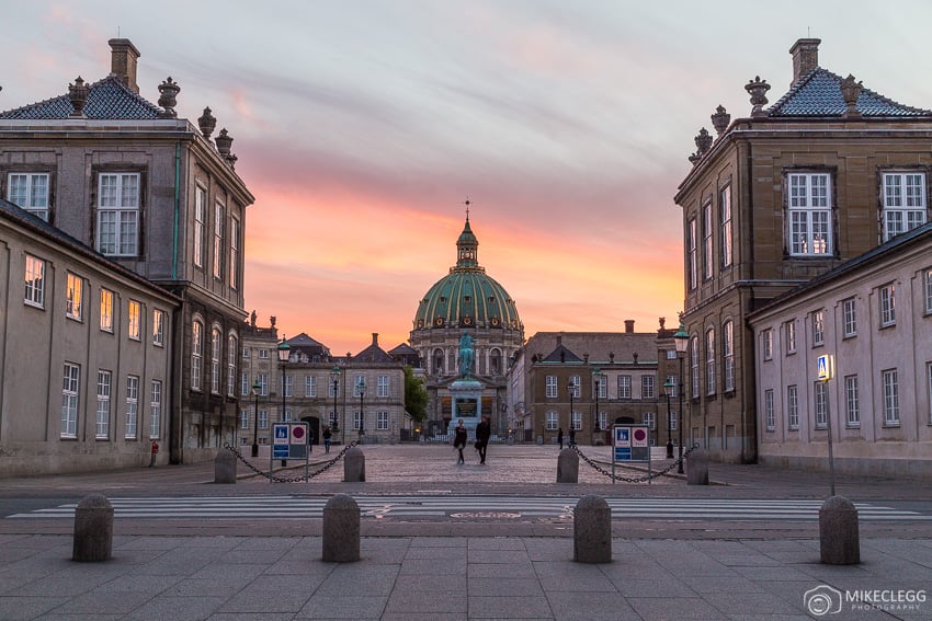 Amalienborg and Frederik's Church sunset in Copenhagen