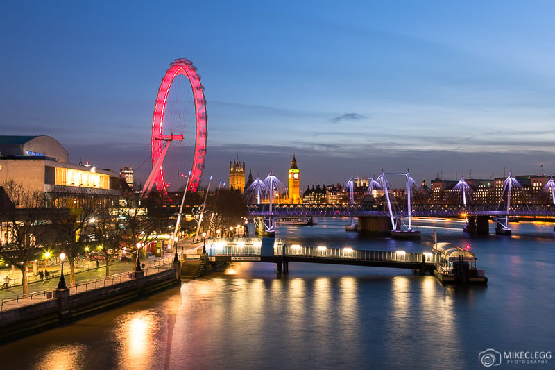 London at night along the Thames