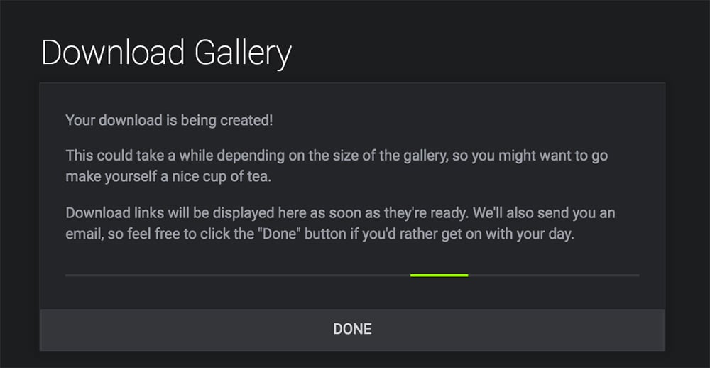 Downloading a gallery in Smugmug