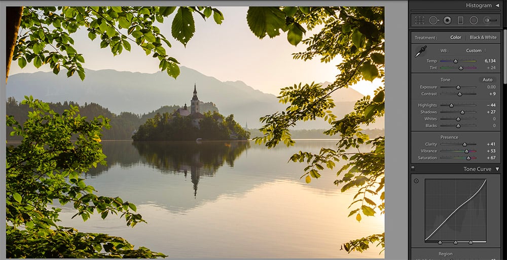Editing Examples - Bled Lake - Basic Adjustments