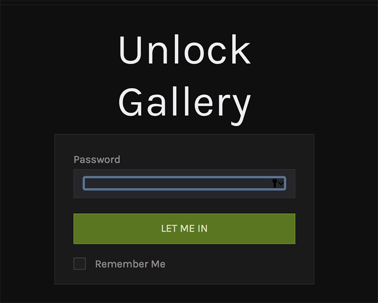 Password Screen for private gallery in Smugmug