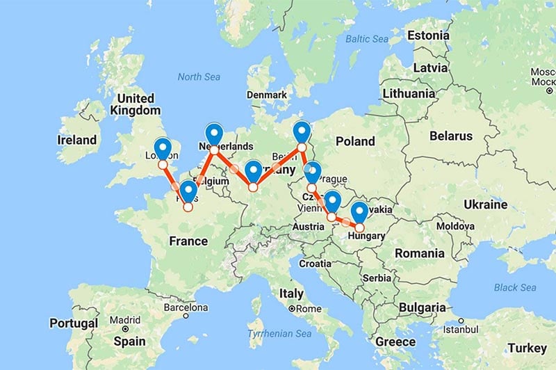 interactive europe map travel planner