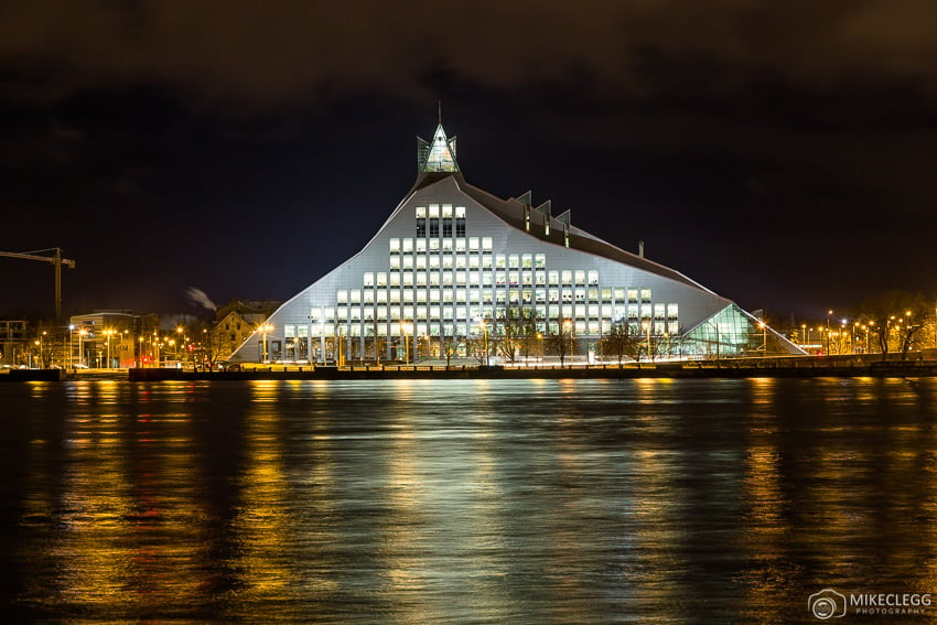 National Library of Latvia at night