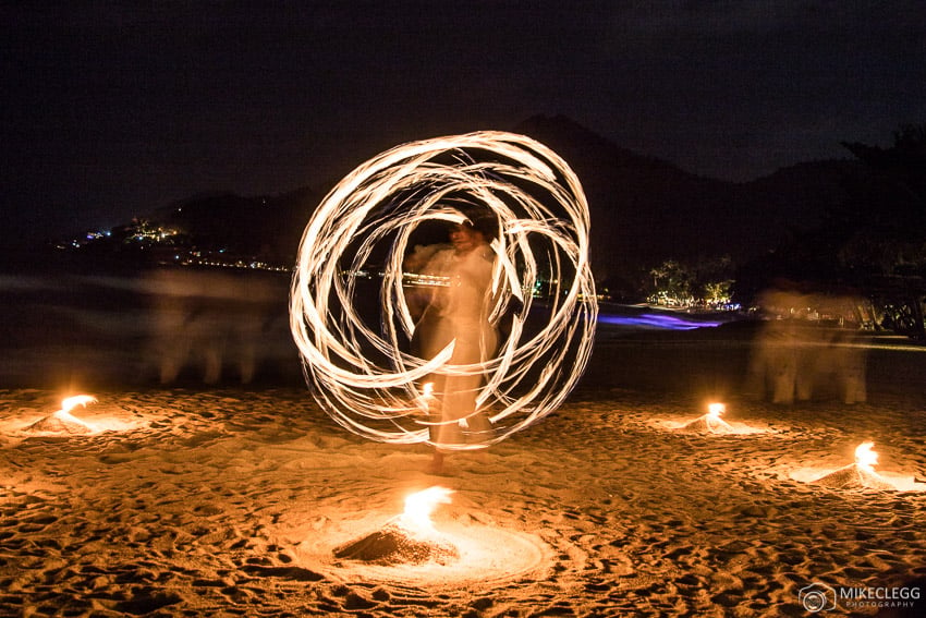 Fire dancing on beaches in South Thailand