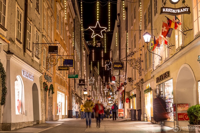 Getreidegasse at Christmas, Salzburg