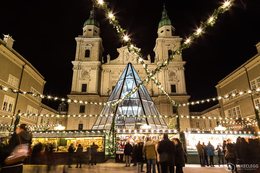 Salzburg Cathedral from Domplatz at Christmas