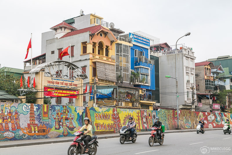 Mosaic, bikes and architecture along Yen Phu