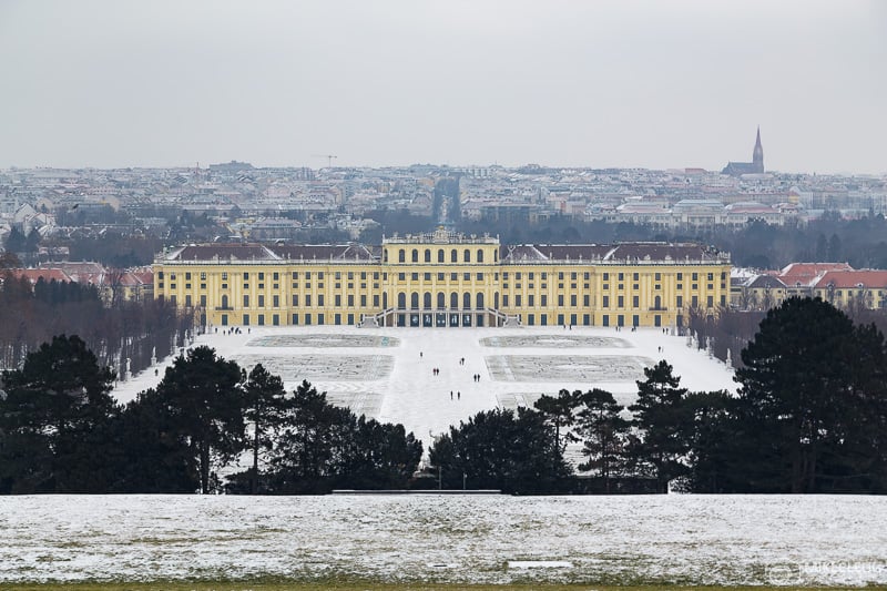 Schönbrunn Palace in the winter with snow