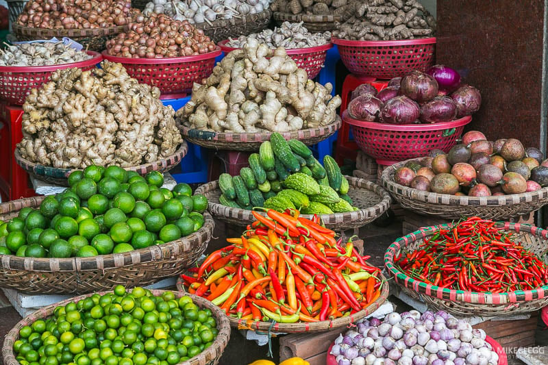 Vegetable stall in Hanoi Vietnam