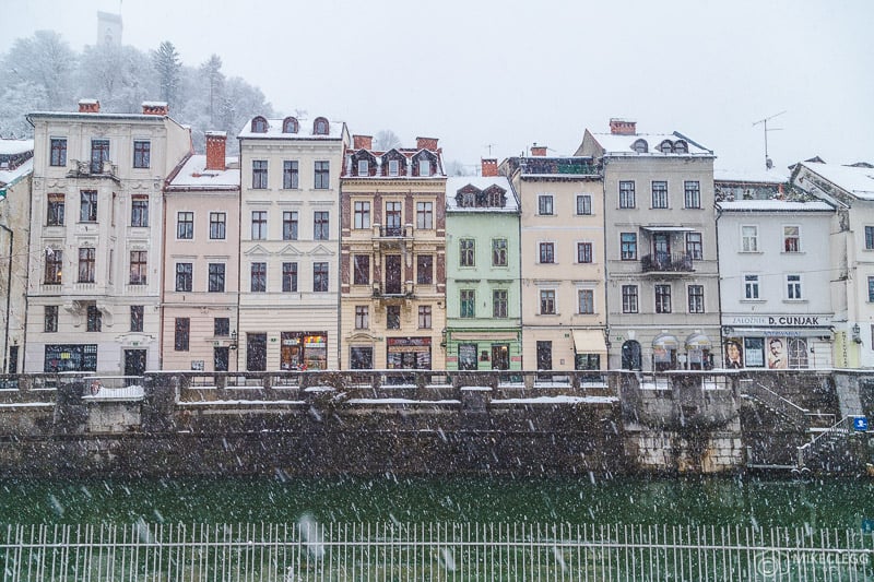 Awesome facades in Ljubljana in the winter