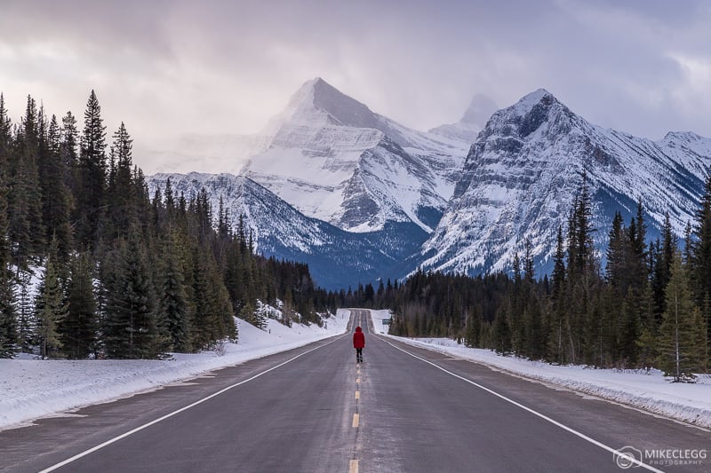 Icefields Parkway classic view in the winter