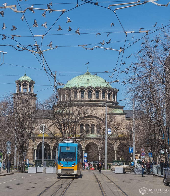 Cathedral Church Sveta Nedelya and a tram