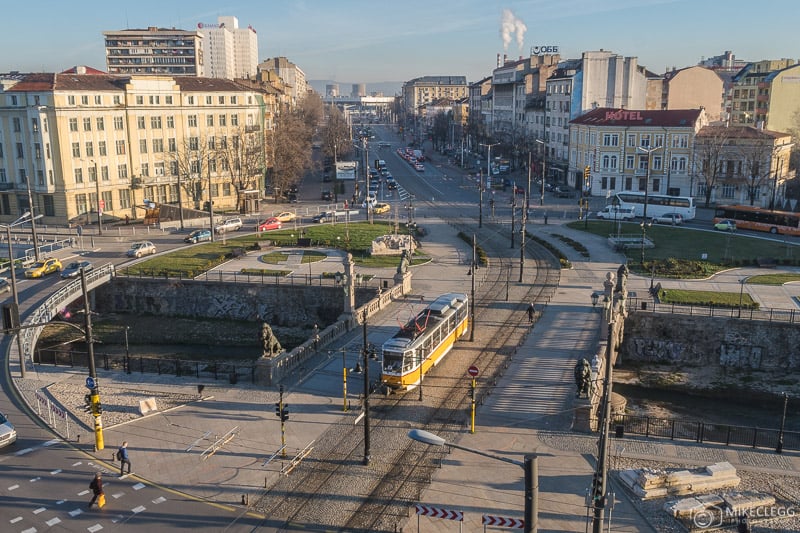 View towards Lion Bridge in Sofia from Hotel Lion