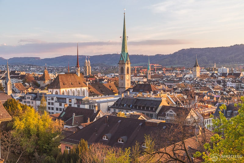 Views from ETH Zürich at sunset