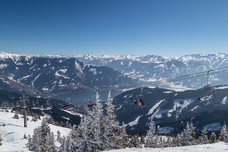 Views of Zell am See from Schmittenhöhe in the winter
