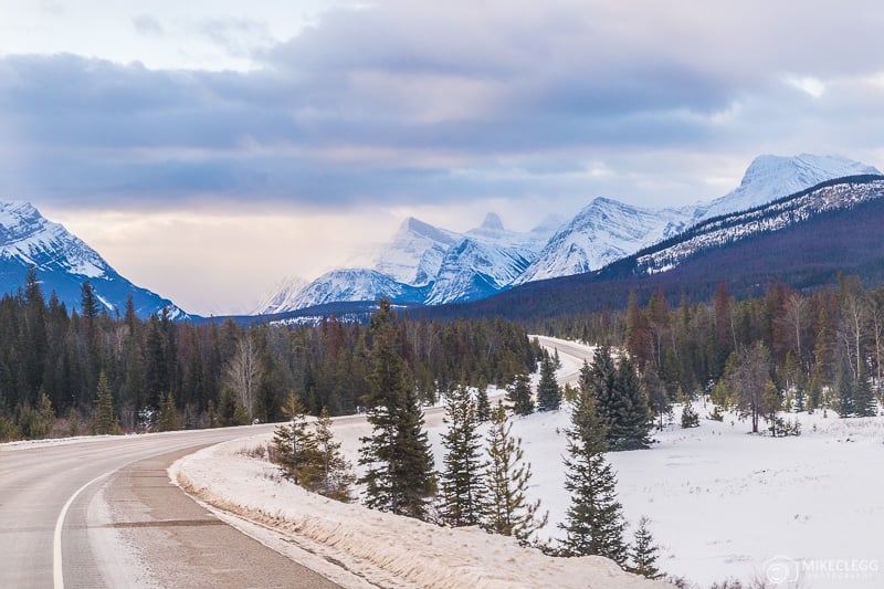 Icefields Parkway in Canada during the winter