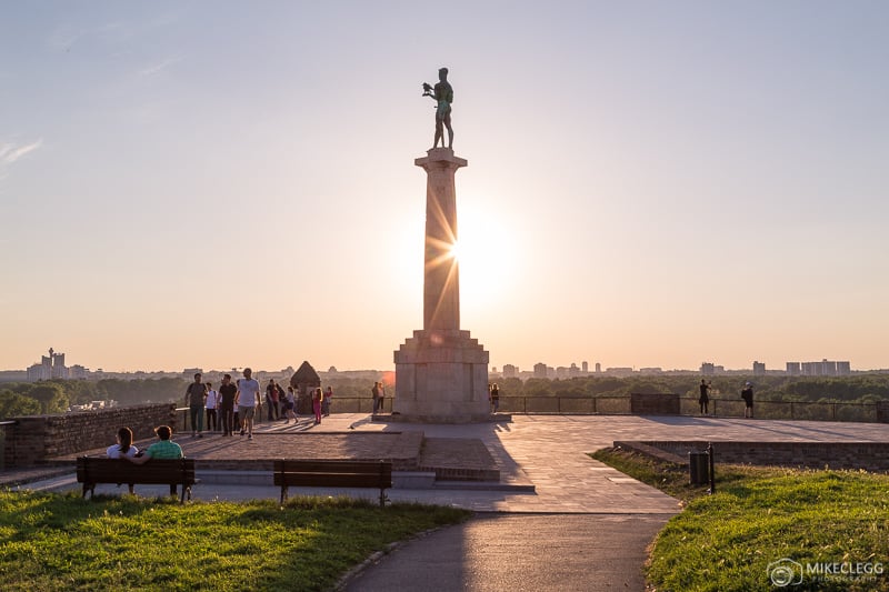 The Victor Monument in Belgrade at Sunset