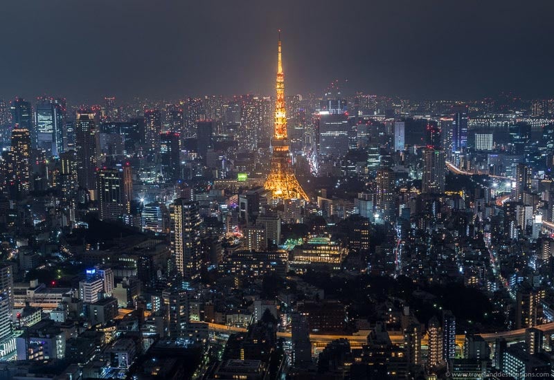 Classic views of the Tokyo Tower and the skyline from Tokyo City View observation deck