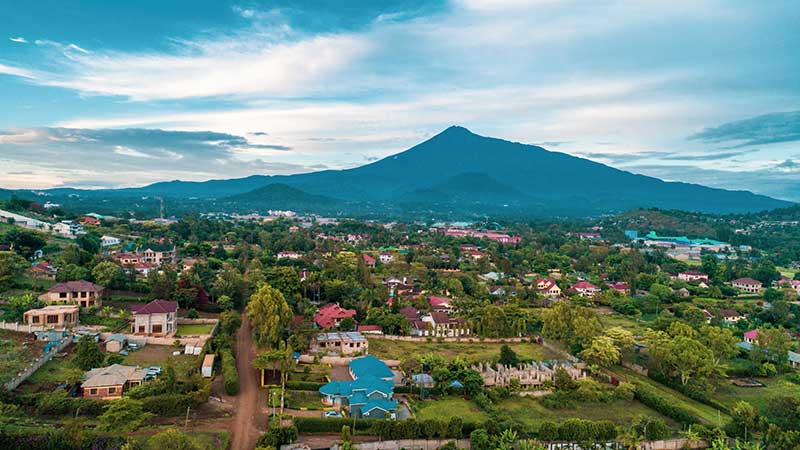 Arusha skyline and Mount Meru