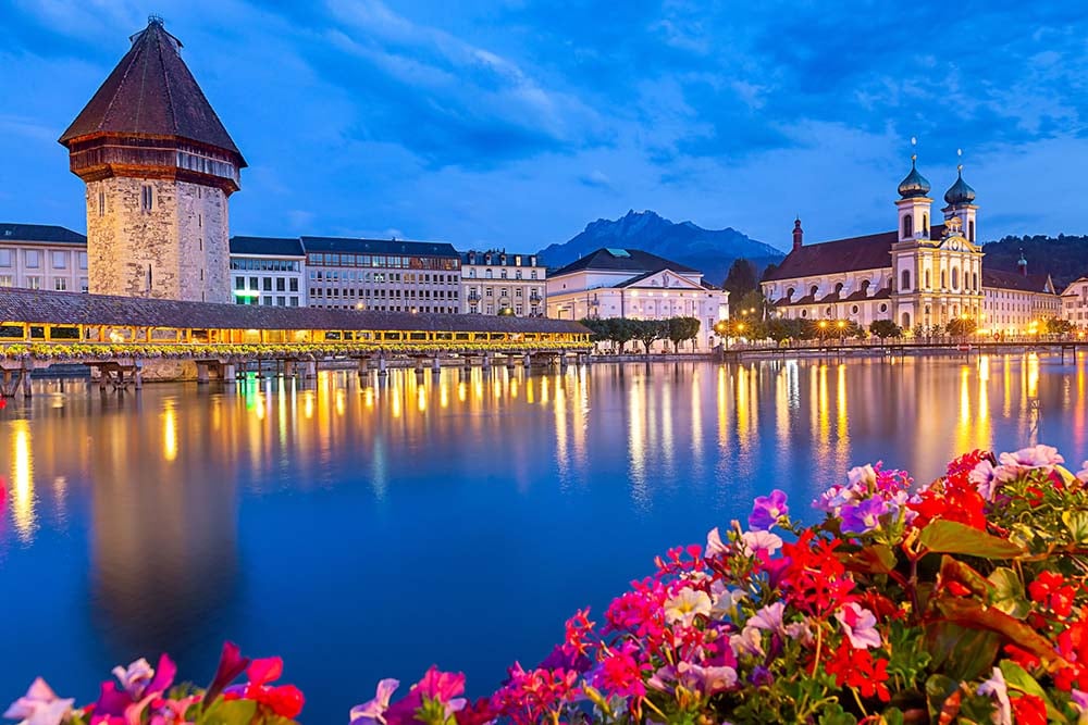 Lucerne skyline at night