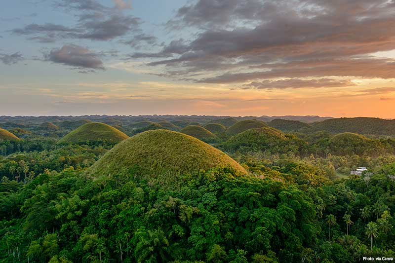 Chocolate hills on Bohol in the Philippines