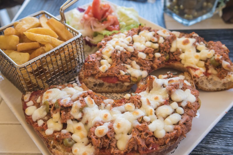 Hobz biz zejt with tuna, capers, cheese in Malta