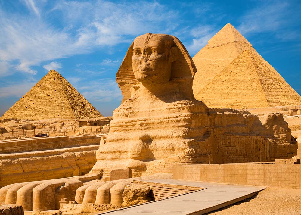 Sphinx and pyramids in Egypt