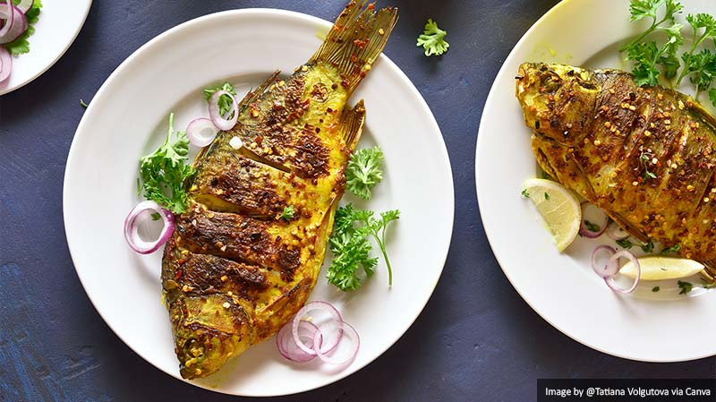 Grilled and marinated fish