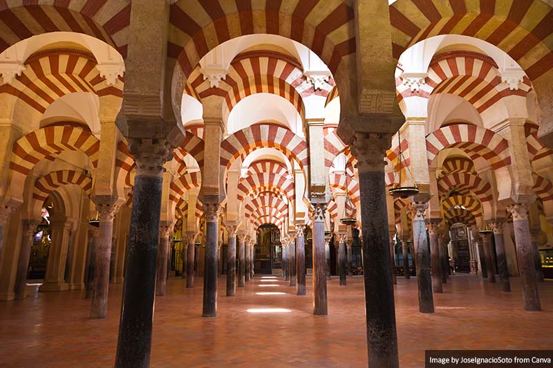 Columns forest located in Cordobas Mosque, Spain