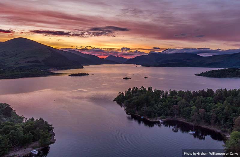 Loch Lomond Aerial Sunset