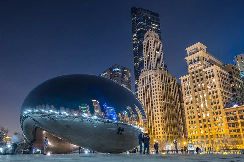 The Bean Chicago at night