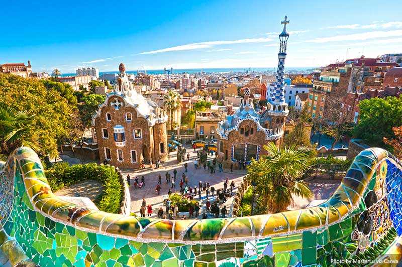 Barcelona Skyline and Park Guell