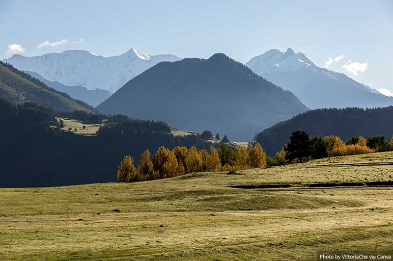 Green valley in Caucasus mountains, Tusheti